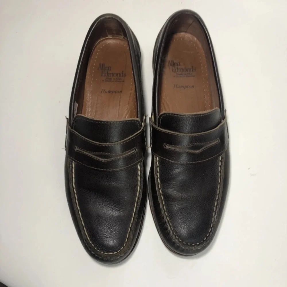 Allen Edmonds 10.5 B Hampton penny Loafer Lug slip on Shoe Narrow brown